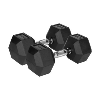 REBEL ACTIVE HEX Rubber-Coated Cast Iron Dumbbells 2 × 12.5 kg