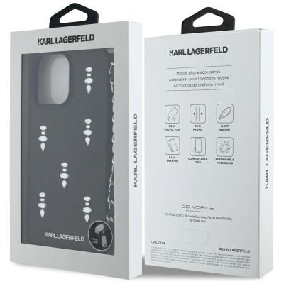 7. Karl Lagerfeld Saffiano Crystals w/Chain iPhone 16 Pro Max Case - Black