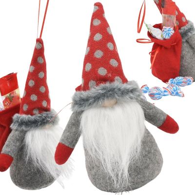 7. DECORATIVE SANTA CLAUS WITH GIFT BAG 20CM RED