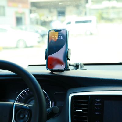 9. Joyroom car phone holder with flexible arm for dashboard or windshield, black (JR-ZS259)