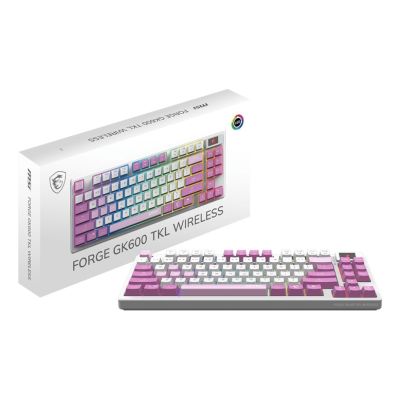 5. MSI FORGE GK600 TKL WIRELESS VIOLET Gaming Keyboard USB + Bluetooth QWERTY Spanish Pink, Purple, White
