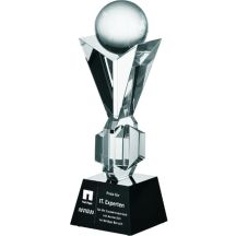 Engraved glass trophy with case + paint filling