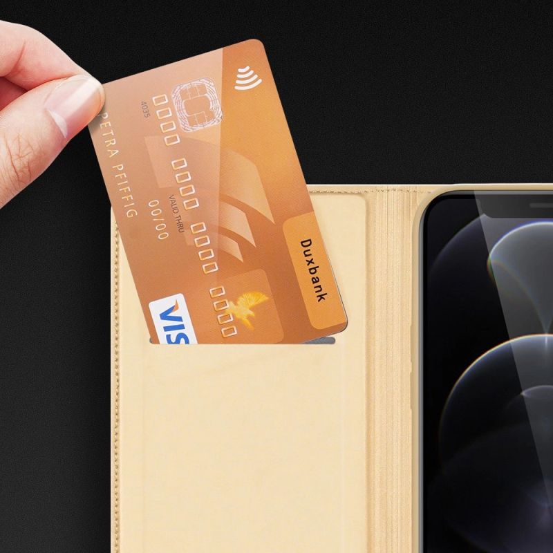 18. Dux Ducis Skin Pro Bookcase type case for iPhone 13 Pro golden