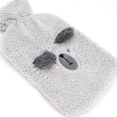 4. RUBBER HOT WATER BOTTLE 1.75L IN ANIMAL COVER - GRAY