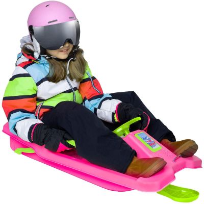 8. PLASTIC SLED WITH BRAKE AND HANDLEBAR ADAŚ 84x43x25CM BLACK WITH GREEN