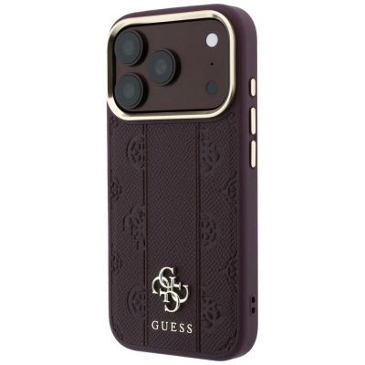 2. Guess Stripe Peony 4G Logo MagSafe Case for iPhone 18 Pro Max / 17 Pro Max - Burgundy