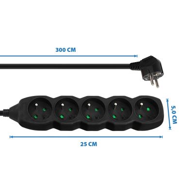 2. ESPERANZA POWER STRIP 5 SOCKETS 3M BLACK ELK208K