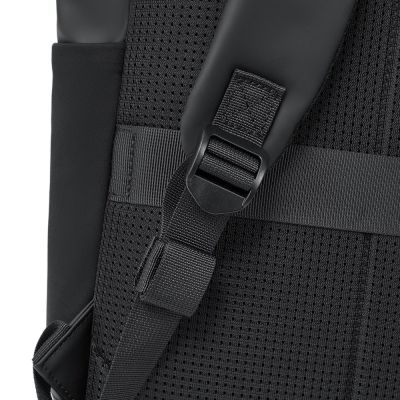 24. Rivacase Eden Backpack Roll-Up Backpack Black Polyester, Waxed Leather (Pull Up)