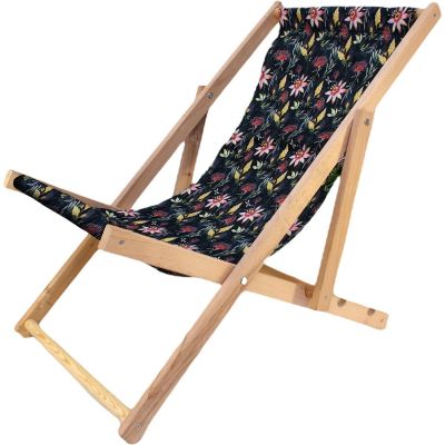 5. CLASSIC DARK FLOWERS WOODEN DECK CHAIR