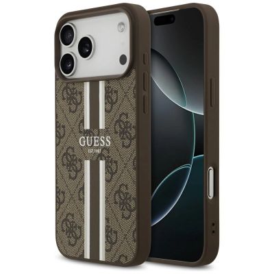 Guess 4G Printed Stripes MagSafe case for iPhone 17 Pro Max - brown