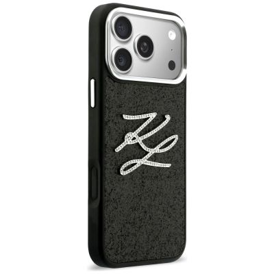 4. Karl Lagerfeld IML Glitter KL Diamond Logo Case for iPhone 17 Pro Max - Black