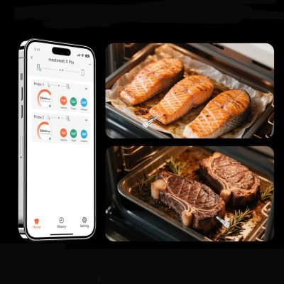 6. Meatmeet X Pro Kitchen Thermometer with Bluetooth/WiFi App for Grill, Oven, Smoker - Black