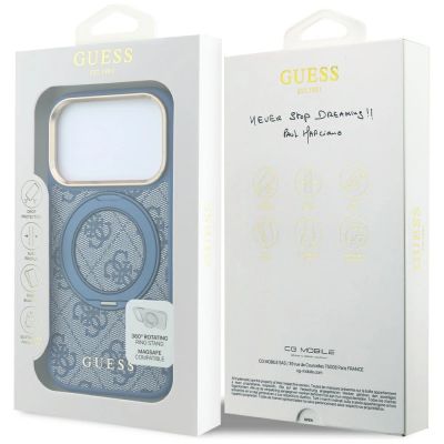8. Guess Ring Stand 360 4G Classic Logo MagSafe Case for iPhone 18 Pro Max / 17 Pro Max - Blue