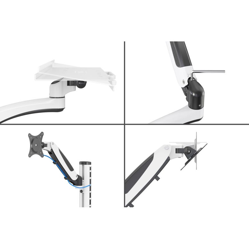 3. Single wall-mounted arm 1xLCD + keyboard, max. 32" and 8kg, 360° tilt and rotation (PIVOT)