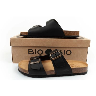 10. Bio Bio men's slippers, profiled flip-flops, natural leather, black