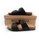 10. Bio Bio men's slippers, profiled flip-flops, natural leather, black
