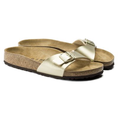 Birkenstock Madrid Birko-Flor Gold women's regular wide gold flip-flops (1016106)