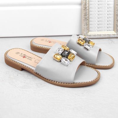 8. S.Barski W OLI262B silver zirconium flip-flops