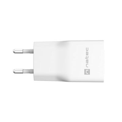 5. NATEC RIBERA GAN SLIM WALL CHARGER USB-A USB-C 20W WHITE