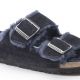 2. Birkenstock Arizona VL Shearling Midnight Suede Leather Insulated Flip-Flops Wide Regular (1020592)