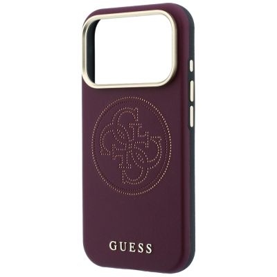 6. Guess Perforated 4G Gold Logo Magsafe Case for iPhone 18 Pro Max / 17 Pro Max - Burgundy
