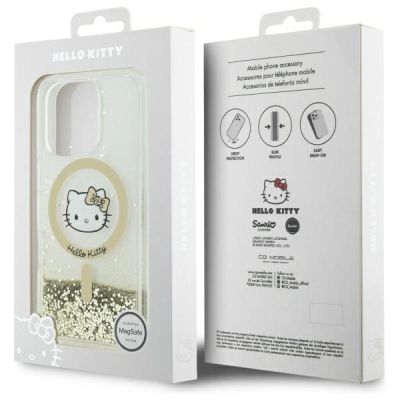8. Hello Kitty Liquid Glitter Fever MagSafe Case for iPhone 16 Pro Max - Gold