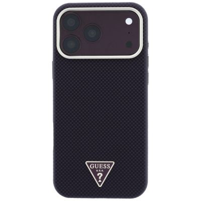 3. Guess Kevlar Triangle Logo MagSafe Case for iPhone 17 Pro Max / 18 Pro Max - Burgundy