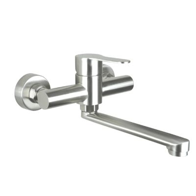 Deante Neo Lupo wall-mounted washbasin tap, steel BLUF50M