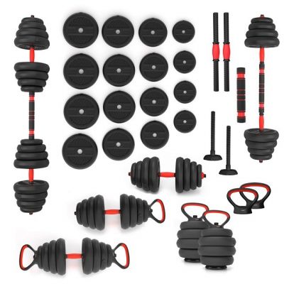 8. HMS SGN130 6-in-1 weight set (barbell, dumbbells and kettlebell) 30kg