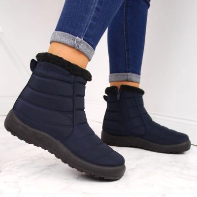 2. NEWS W EVE181B waterproof zipper snow boots navy blue 