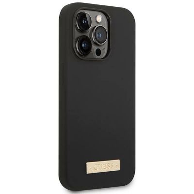 4. Guess GUHMP14LSBPLK iPhone 14 Pro 6.1" black/black hard case Silicone Logo Plate MagSafe