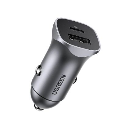 7. Ugreen CD130 USB-A / USB-C 30W Car Charger - Gray