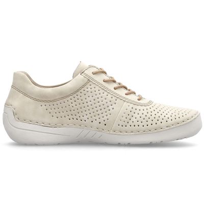 5. Rieker 52546-60 women's perforated leather shoes in beige