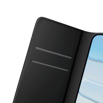 5. Puro Wallet Stand Case for iPhone 17 Pro Made of Eco-Leather, with a Flap, Wallet, and Stand Function - Black