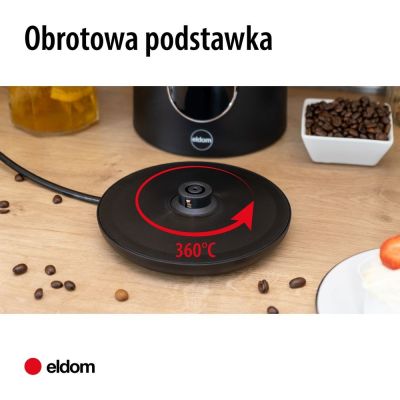 4. ELDOM CORDLESS KETTLE WITH TEMPERATURE REGULATION C550 BLACK 5 STORED PROGRAMS: 40, 70, 80, 90, 100°C (PLASTIC + STAINLESS STEEL)