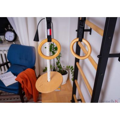 5. BENCHK GYMNASTICS WALL BARS WITH ADJUSTABLE BEECHWOOD PULL-UP BAR AND GYMNASTICS ACCESSORIES 711B A076
