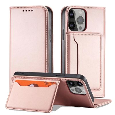 5. Magnet Card Case case for iPhone 14 Pro flip cover wallet stand pink