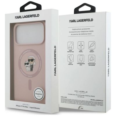 8. Karl Lagerfeld Silicone Karl&Choupette Ring MagSafe Case for iPhone 18 Pro Max / 17 Pro Max – Pink