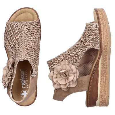 4. Women's comfortable wedge platform sandals, beige, Rieker 63791-60