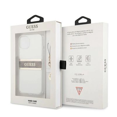 8. Guess GUHCP13SKB4GBR iPhone 13 mini 5.4" Transparent hardcase 4G Brown Strap Charm