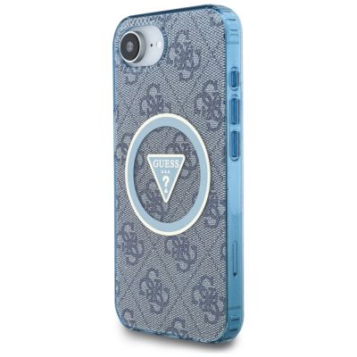 2. Guess IML Metal Glitter 4G Circle Triangle MagSafe Case for iPhone 16e - Blue