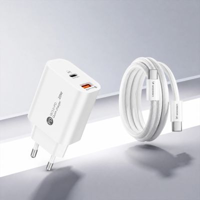 12. Wozinsky WLS-20W 20W USB-A USB-C Wall Charger with 1m USB-C - USB-C Cable - White