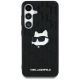 3. Karl Lagerfeld Leather Monogram Pin Logo Choupette Head Samsung Galaxy S25 Case Black