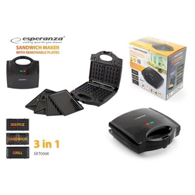 8. Esperanza Portabella EKT006K sandwich maker (700W; black)