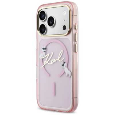 2. Karl Lagerfeld IML Choupettes Karl Script Logo MagSafe Case for iPhone 17 Pro Max - Pink