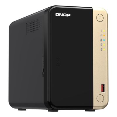 4. Qnap TS-264-8G, Tower, 2 x 2.5"/3.5" SATA, Intel Celeron N5105/N5095 4C/4T, 8 GB DDR4 onboard not expandable, 2 x 2.5GbE, optional 10GbE, External adapter (PSU)
