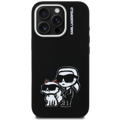 3. Karl Lagerfeld Silicone Karl&Choupette Sketch MagSafe Case for iPhone 16 Pro Max - Black