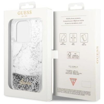 8. Guess GUHCP14LLCSGSGH iPhone 14 Pro 6.1" white/white hardcase Liquid Glitter Marble