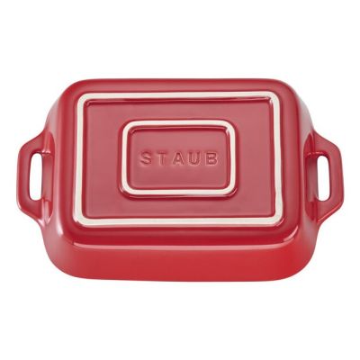 4. Staub Rectangular Ceramic Platter - 4.5 Liters, Red