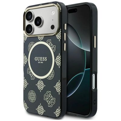 Guess IML Peony Dot MagSafe Case for iPhone 17 Pro Max - Black